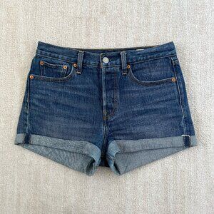 Levi’s White Oak Cone Denim High Rise Button Fly Blue Jeans Denim Shorts 28
